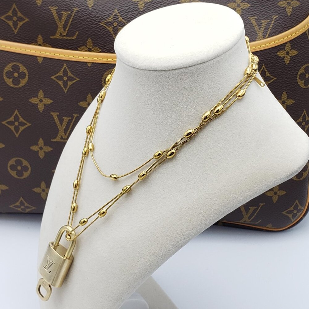 Authentic Louis Vuitton Padlock w/Unbranded Stainless Steel Gold Plated Chain - Picture 3 of 9